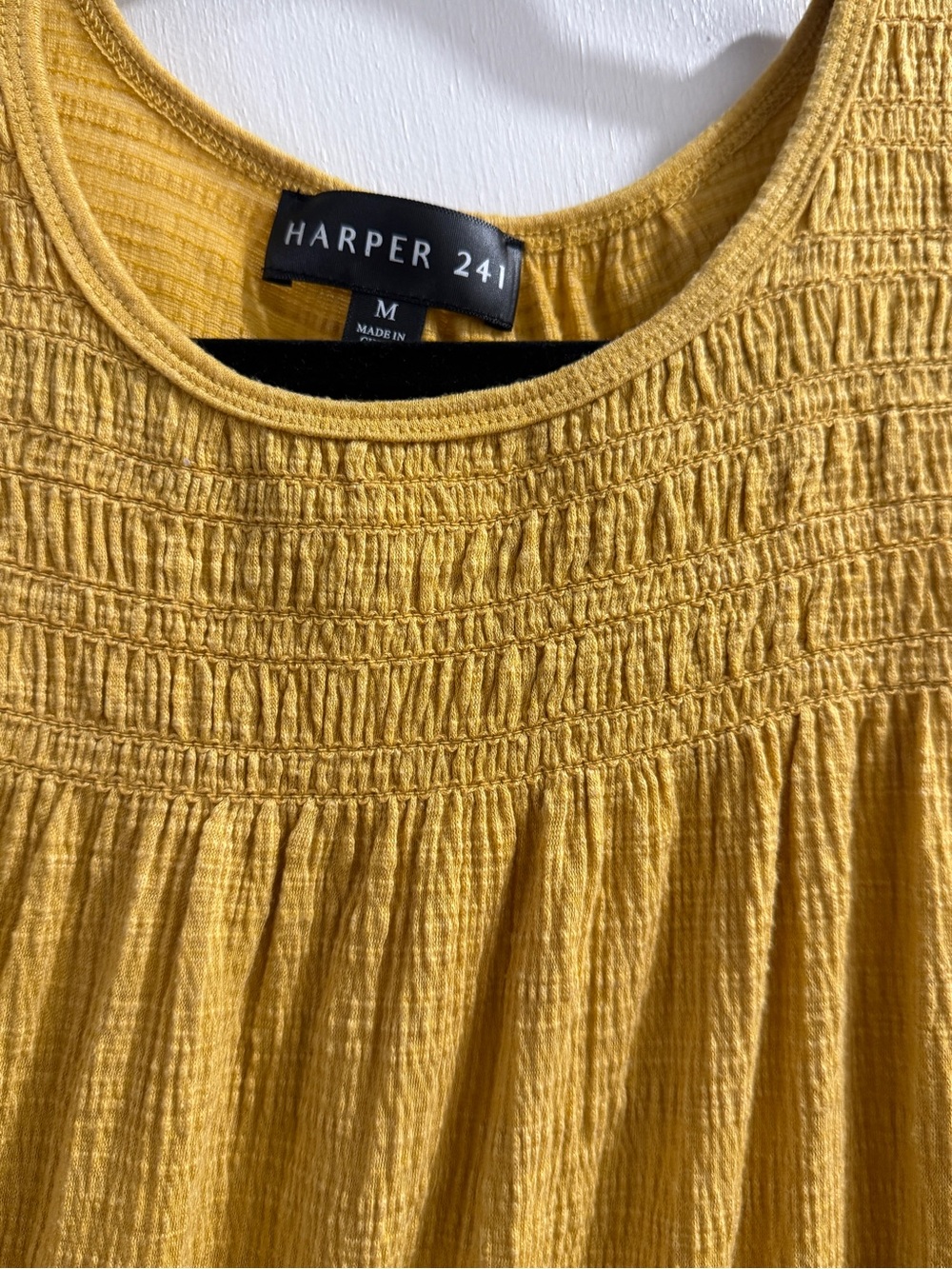 Harper Textured Smocked Mini Dress in Mustard